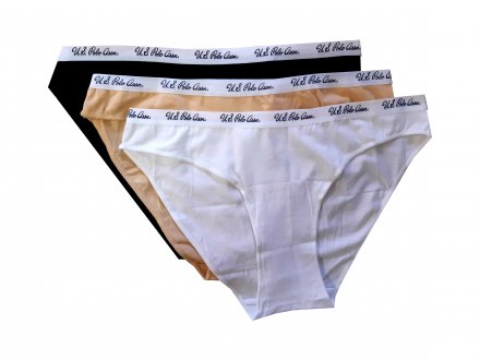 U.S.POLO ASSN slipové kalhotky 66288 3PACK bílá, černá, tělová